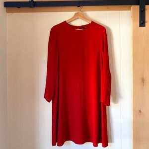 Eileen Fisher Silk Long Sleeve Swing Skater Dress